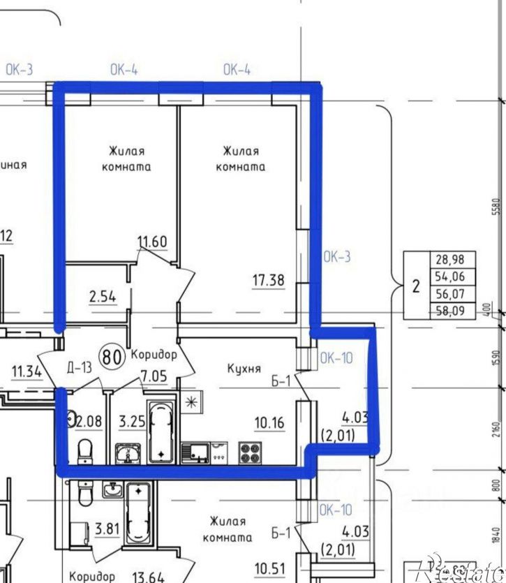 2-комн квартира улица Дмитрия Козулева, 2,  д. 2