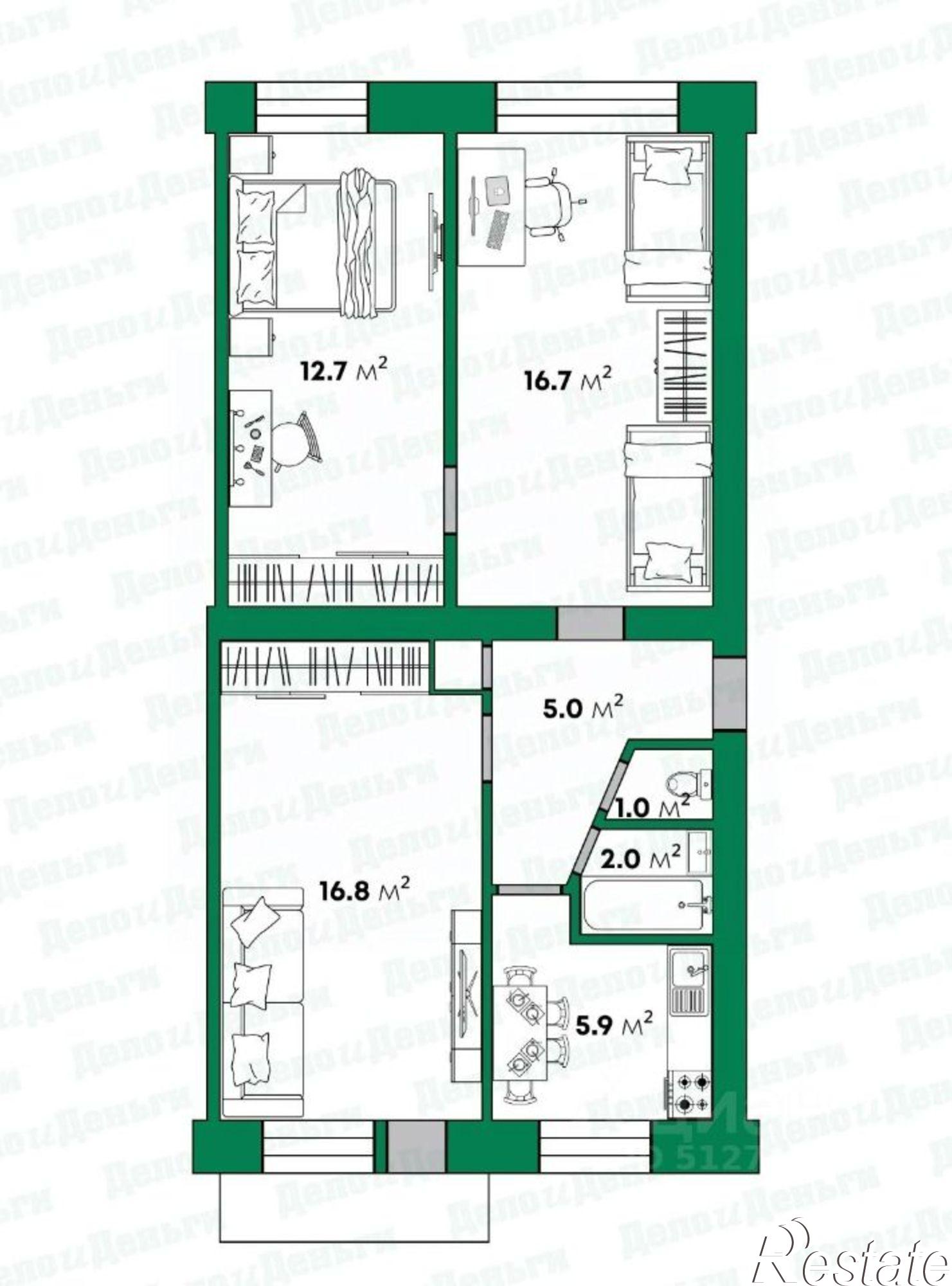 Купить квартиру за 4 750 000 рублей на улица Сурикова, 15