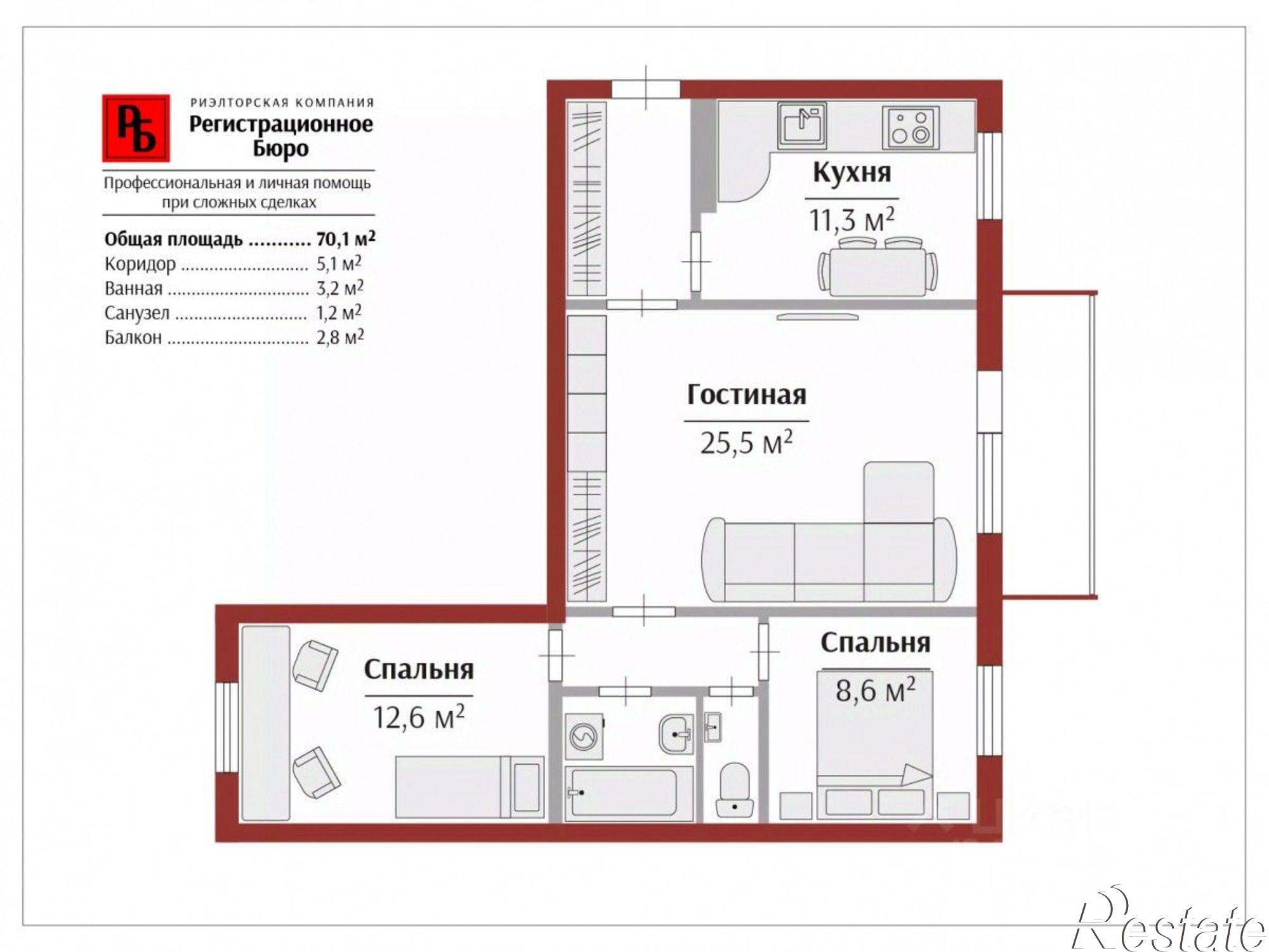 Купить квартиру за 8 400 000 рублей на переулок Дерендяева, 4