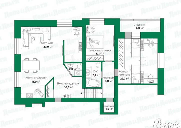 3-комн квартира Казанская улица, 101,  д. 101