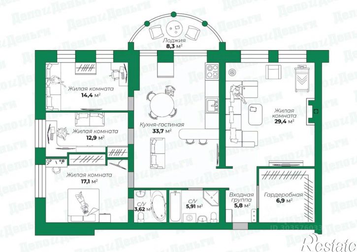 4-комн квартира улица Пугачёва, 21А,  д. 21А