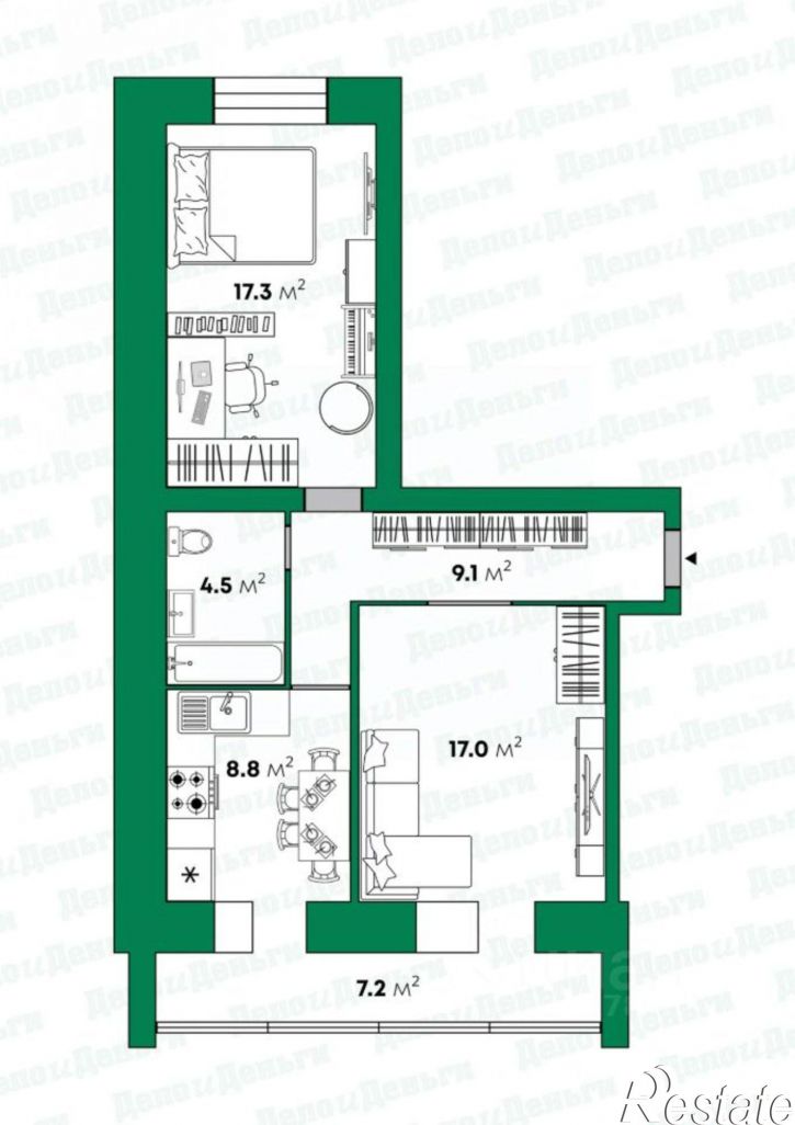2-комн квартира ул Новая, 6,  д. 6