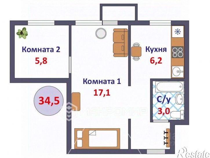 2-комн квартира улица Свердлова, 30,  д. 30