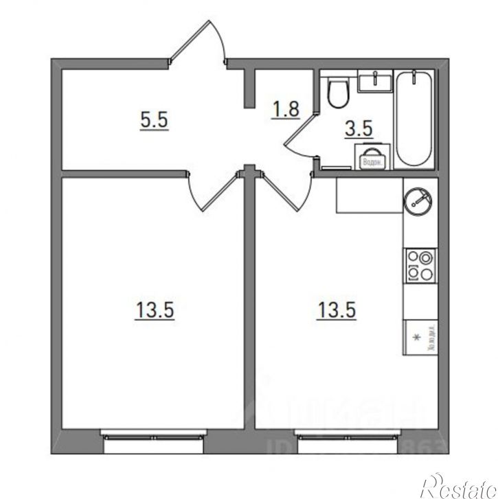1-комн квартира в новом доме Чистопрудненская улица, 13А,  д. 13А