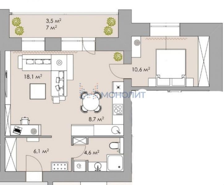 2-комн квартира Киров