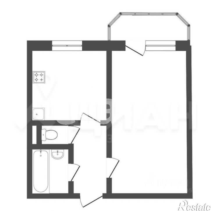 1-комн квартира улица 60 лет Комсомола, 21,  д. 21