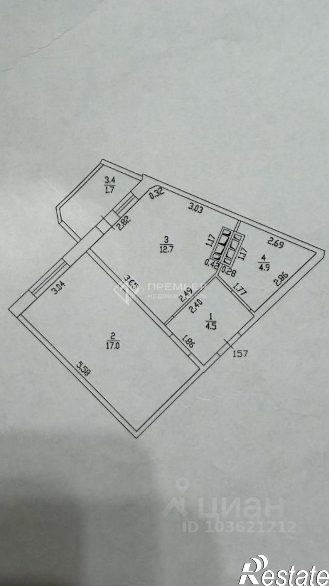 Купить квартиру за 5 400 000 рублей на улица Ивана Попова, 56 к1