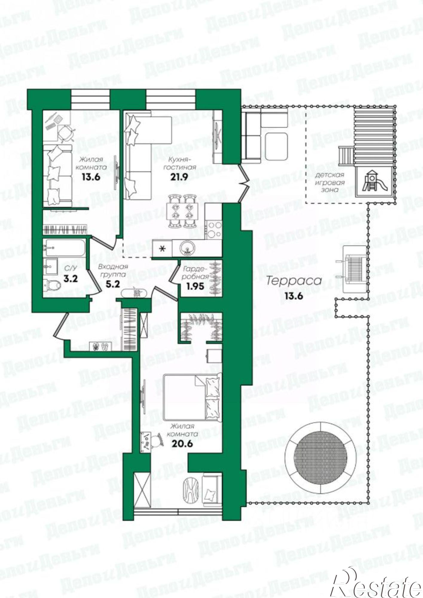 Купить квартиру за 12 950 000 рублей на Краснополянская улица, 7