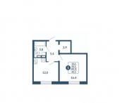 1-комн, 40 кв м, этаж 13/17 улица Анжелия Михеева, 5