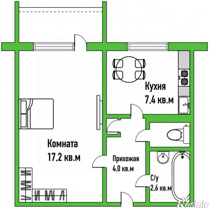 1-комн квартира Солнечная улица, 31 к1,  д. 31 к1