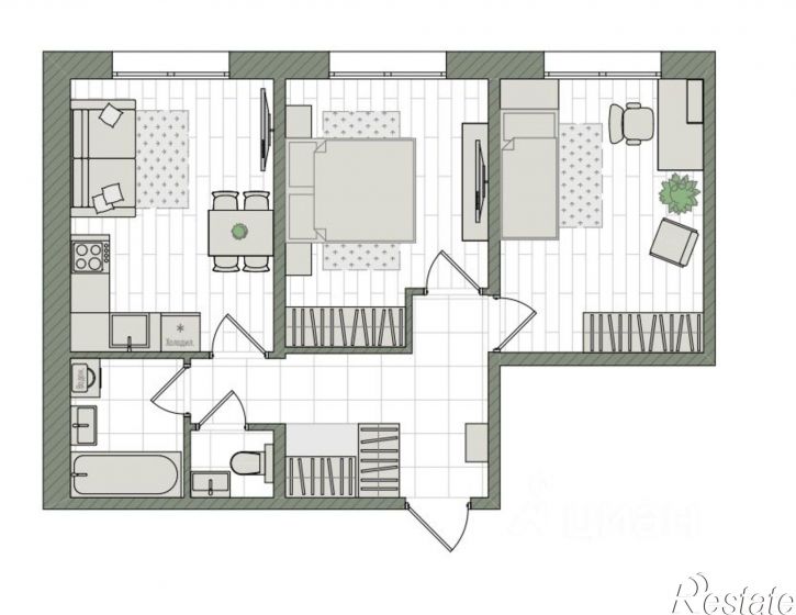 3-комн квартира в новом доме Прибрежный б-р, 6,  д. 6