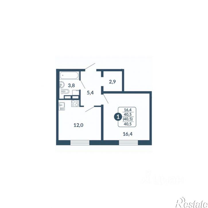 1-комн квартира в новом доме улица Анжелия Михеева, 5