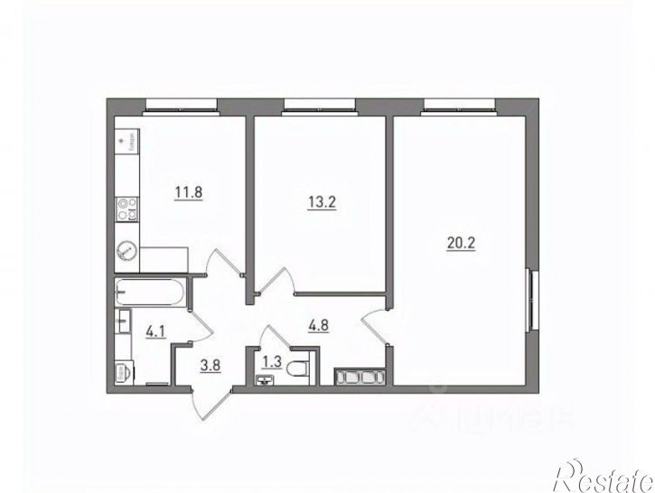 2-комн квартира в новом доме Чистопрудненская улица, 13А,  д. 13А