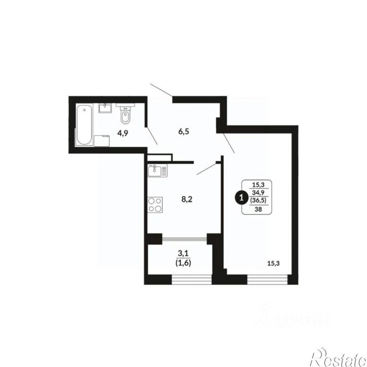 1-комн квартира в новом доме Хлебозаводской проезд, 2,  д. 2