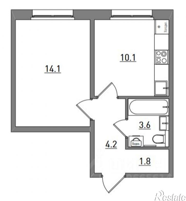 1-комн квартира в новом доме Чистопрудненская улица, 13А,  д. 13А