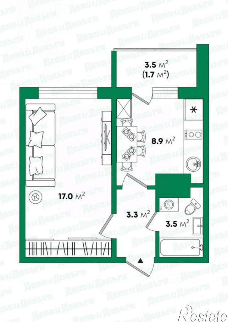 1-комн квартира ул Павла Корчагина, 232,  д. 232