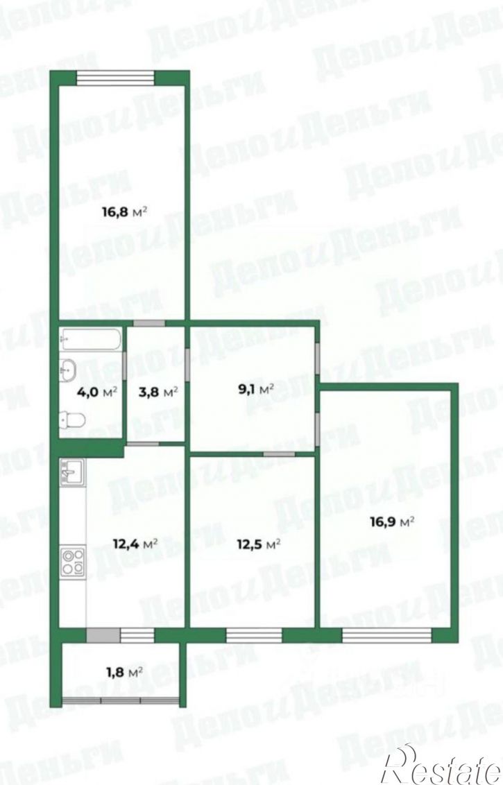 3-комн квартира Чистопрудненская улица, 1 к3,  д. 1 к3