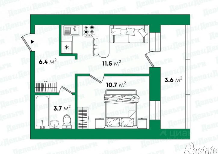 1-комн квартира улица Лепсе, 14,  д. 14