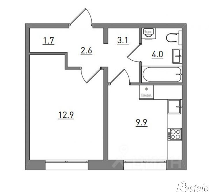 1-комн квартира в новом доме Прибрежный б-р, 6,  д. 6