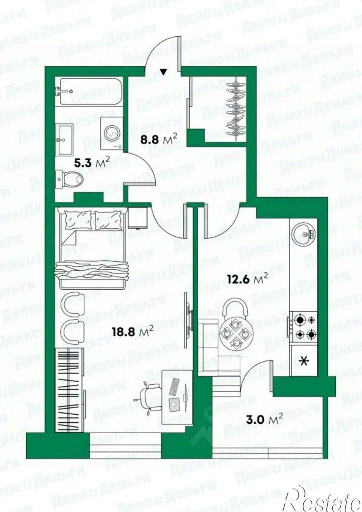 2-комн квартира ул Тургенева, 12,  д. 12