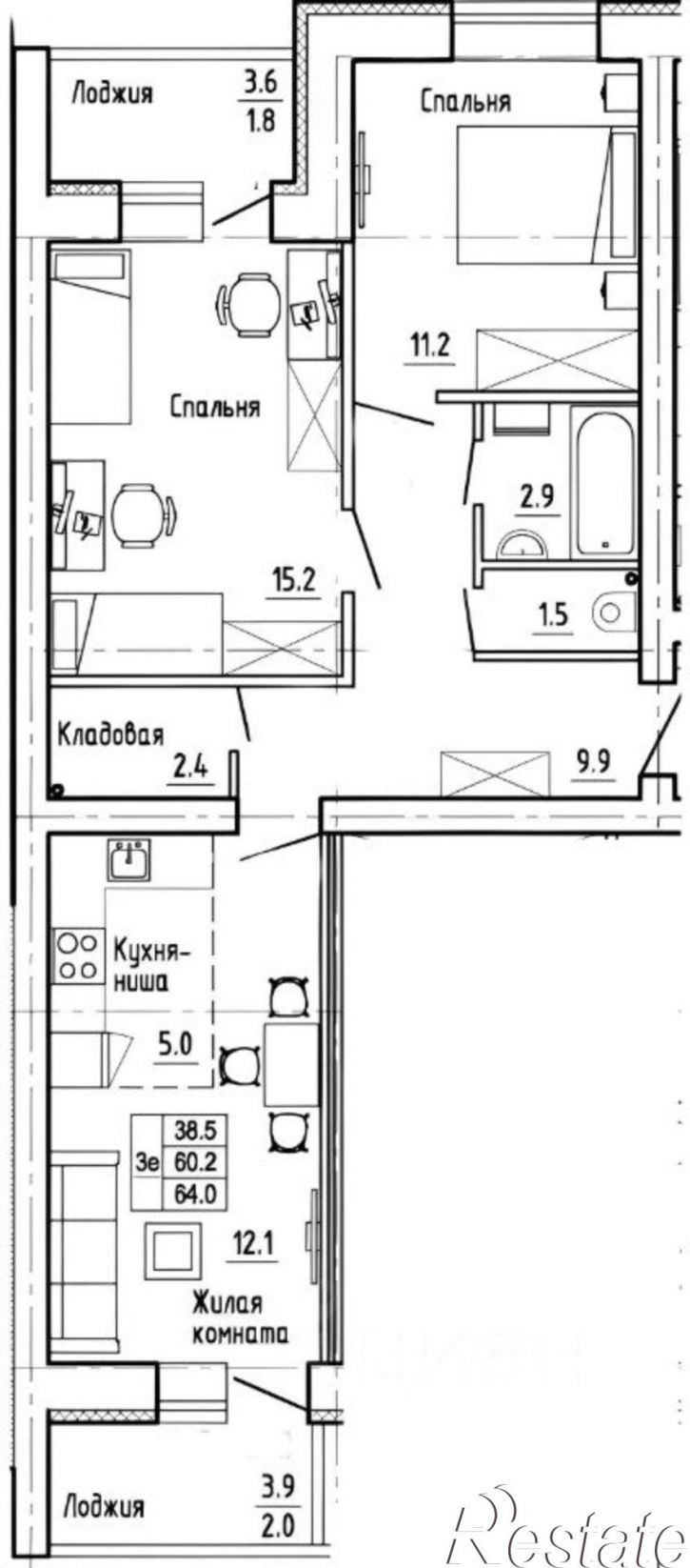 3-комн квартира ул Анжелия Михеева, 17,  д. 17