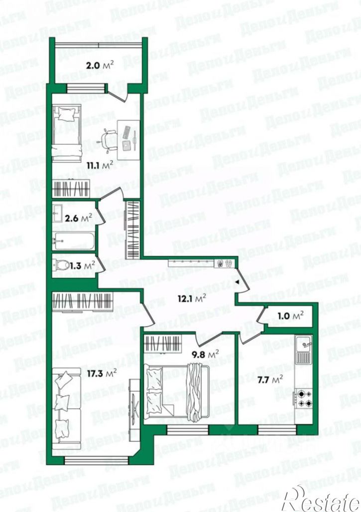 3-комн квартира ул Риммы Юровской, 1,  д. 1