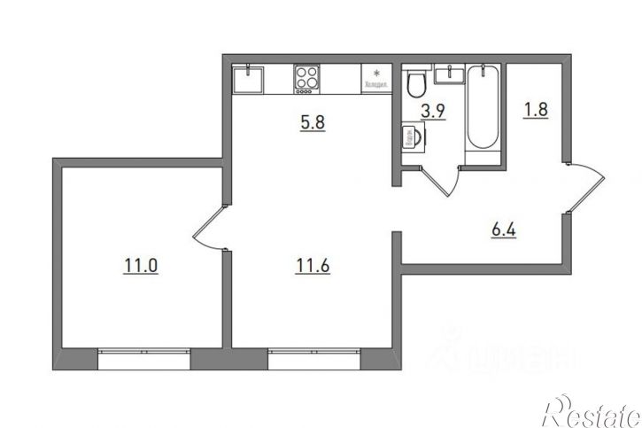 2-комн квартира в новом доме Прибрежный б-р, 6,  д. 6