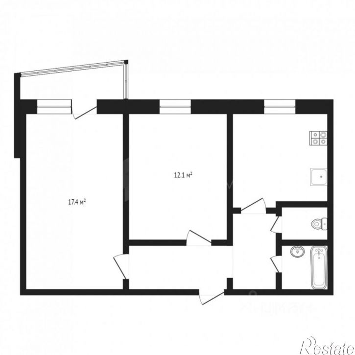 2-комн квартира ул Екатерины Кочкиной, 12,  д. 12