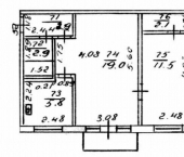2-комн, 44кв м, этаж 3/5 ул Московская, 155