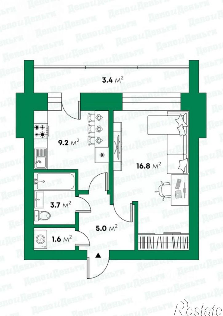 1-комн квартира ул Мопра, 14Б,  д. 14Б