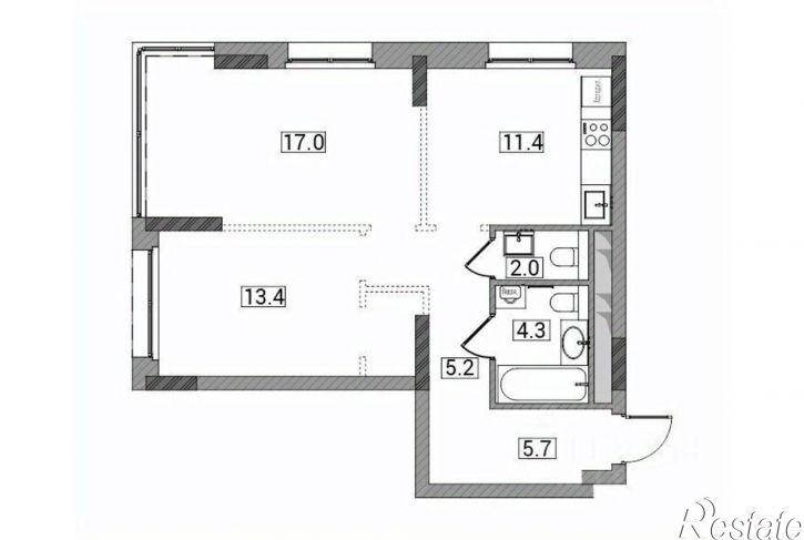 2-комн квартира в новом доме Мелькомбинатовский пр-д, 4,  д. 4