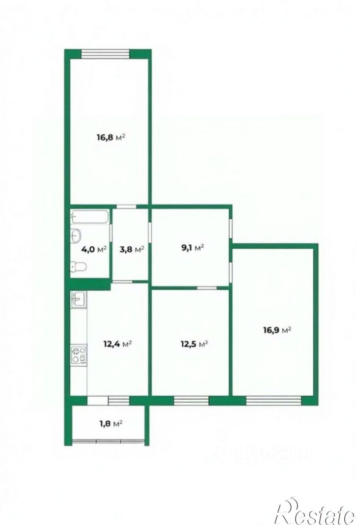 3-комн квартира Чистопрудненская улица, 1 к3,  д. 1 к3