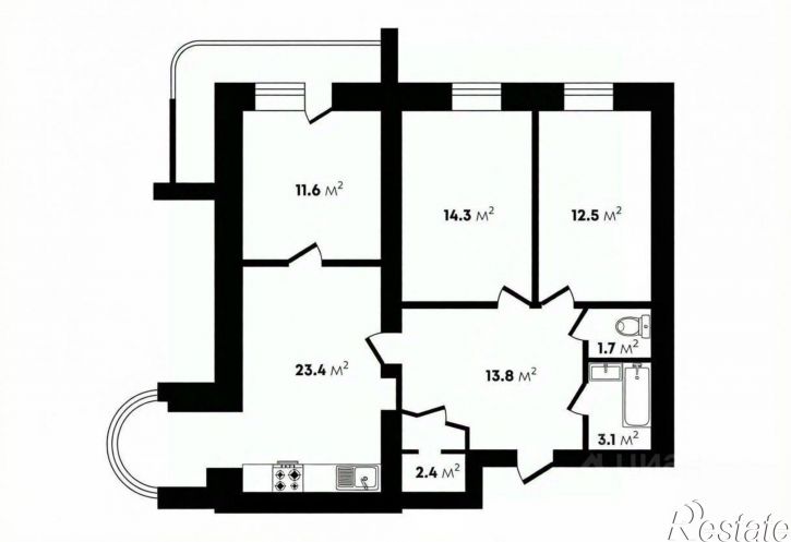 3-комн квартира улица Андрея Упита, 7,  д. 7