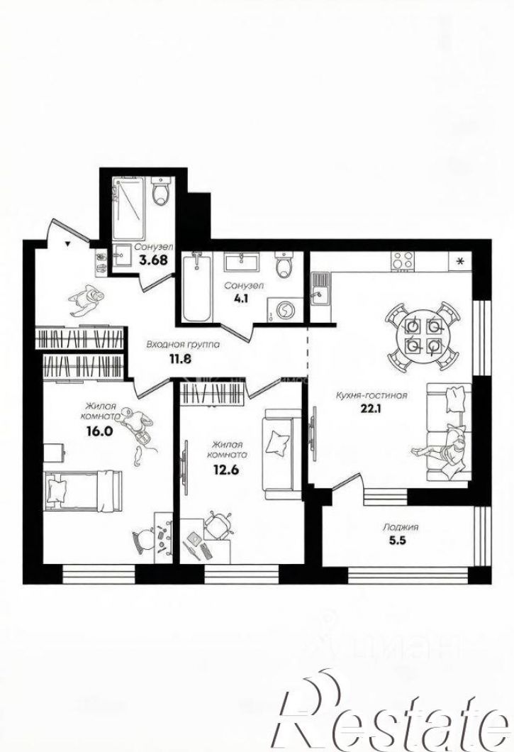 3-комн квартира улица Дмитрия Козулева, 1,  д. 1